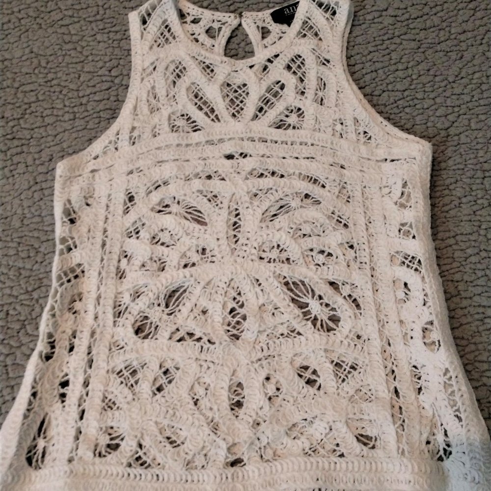 a.n.a. White Crochet Top